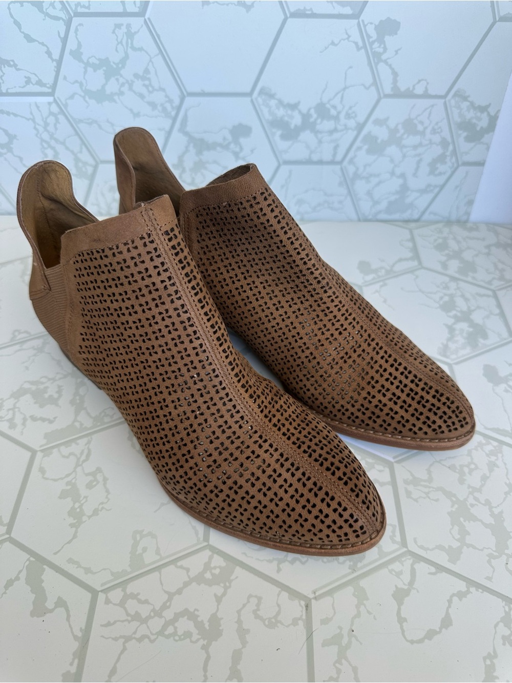Vince Camuto Women's Brown Perforated Ankle Booties